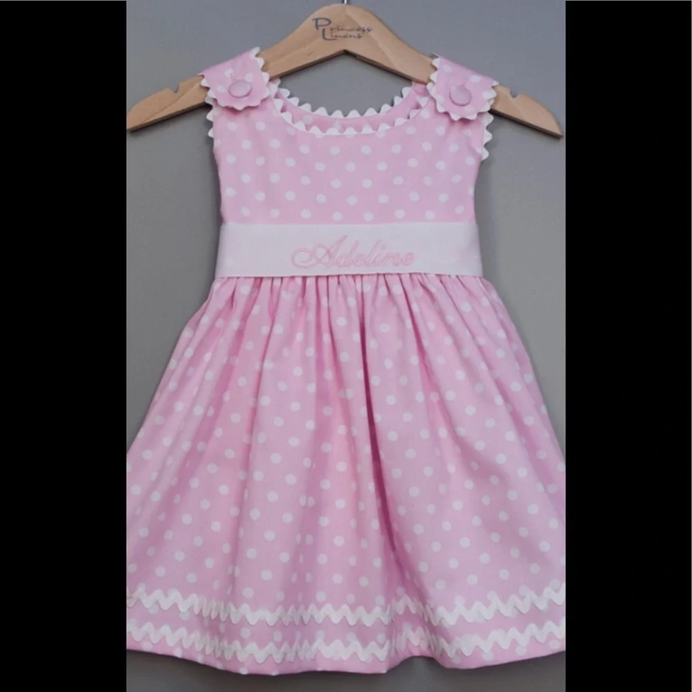 NWOT princess linens pink & white polka dot dress